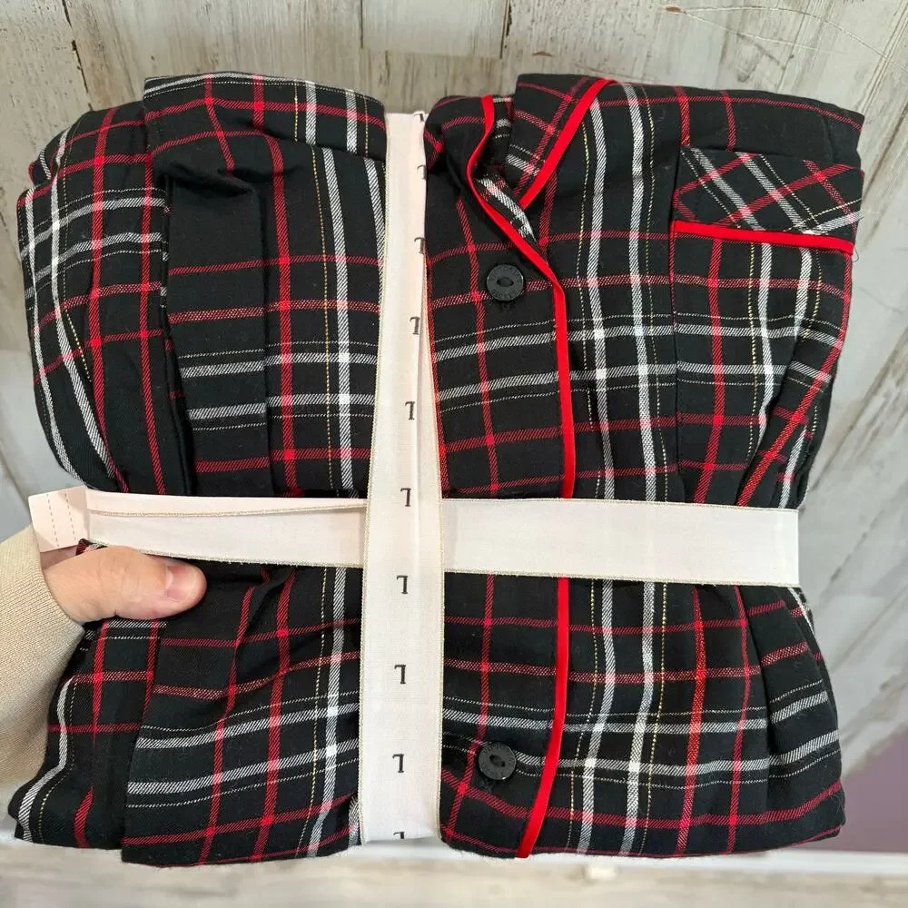New Victorias Secret 2 Piece Long Sleeve Plaid Flannel Pajama Set Large Long